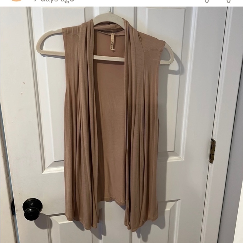 beige cotton vest cardigan